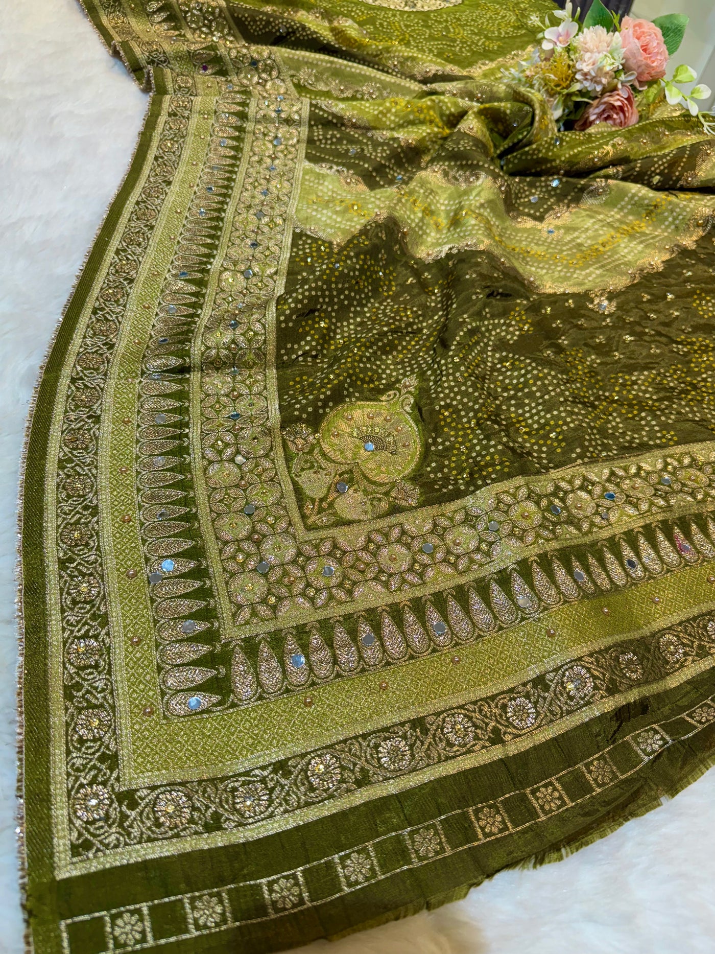 Beautiful Zeesh Silk Original Mirror Handwork Dupatta 2.50 meter length
