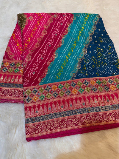 Beautiful Zeesh Silk Original Mirror Handwork Dupatta 2.50 meter length