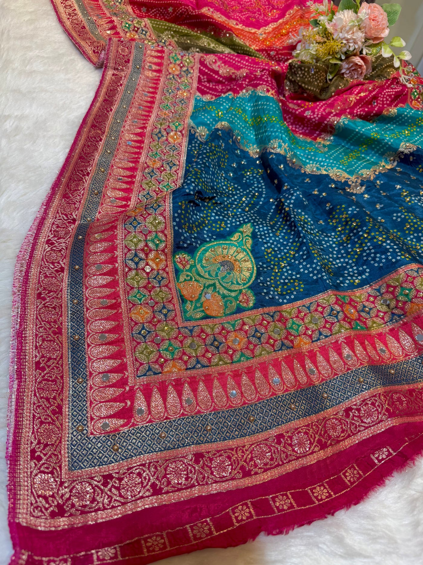 Beautiful Zeesh Silk Original Mirror Handwork Dupatta 2.50 meter length