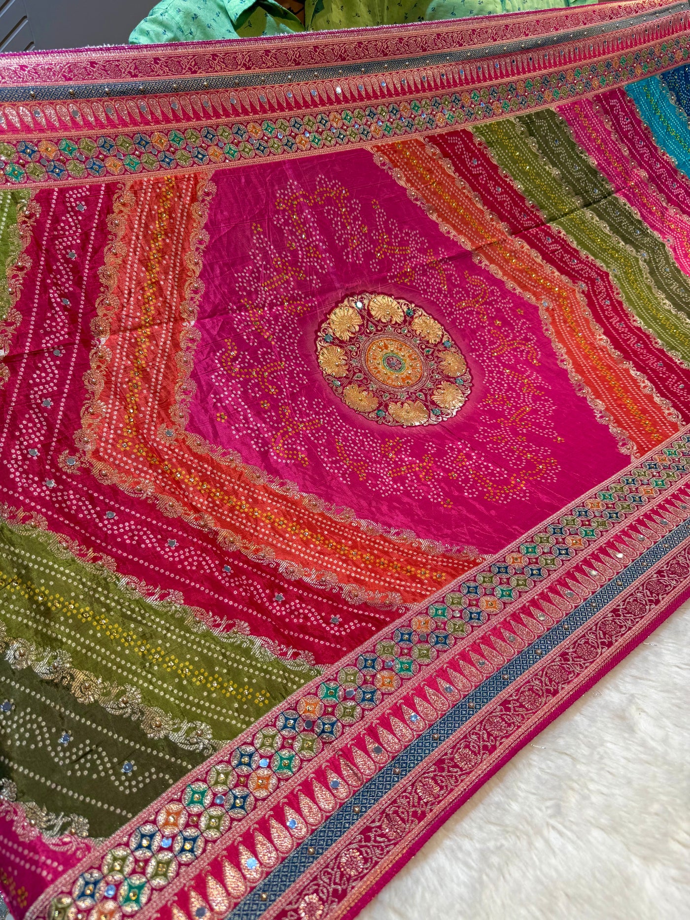 Beautiful Zeesh Silk Original Mirror Handwork Dupatta 2.50 meter length