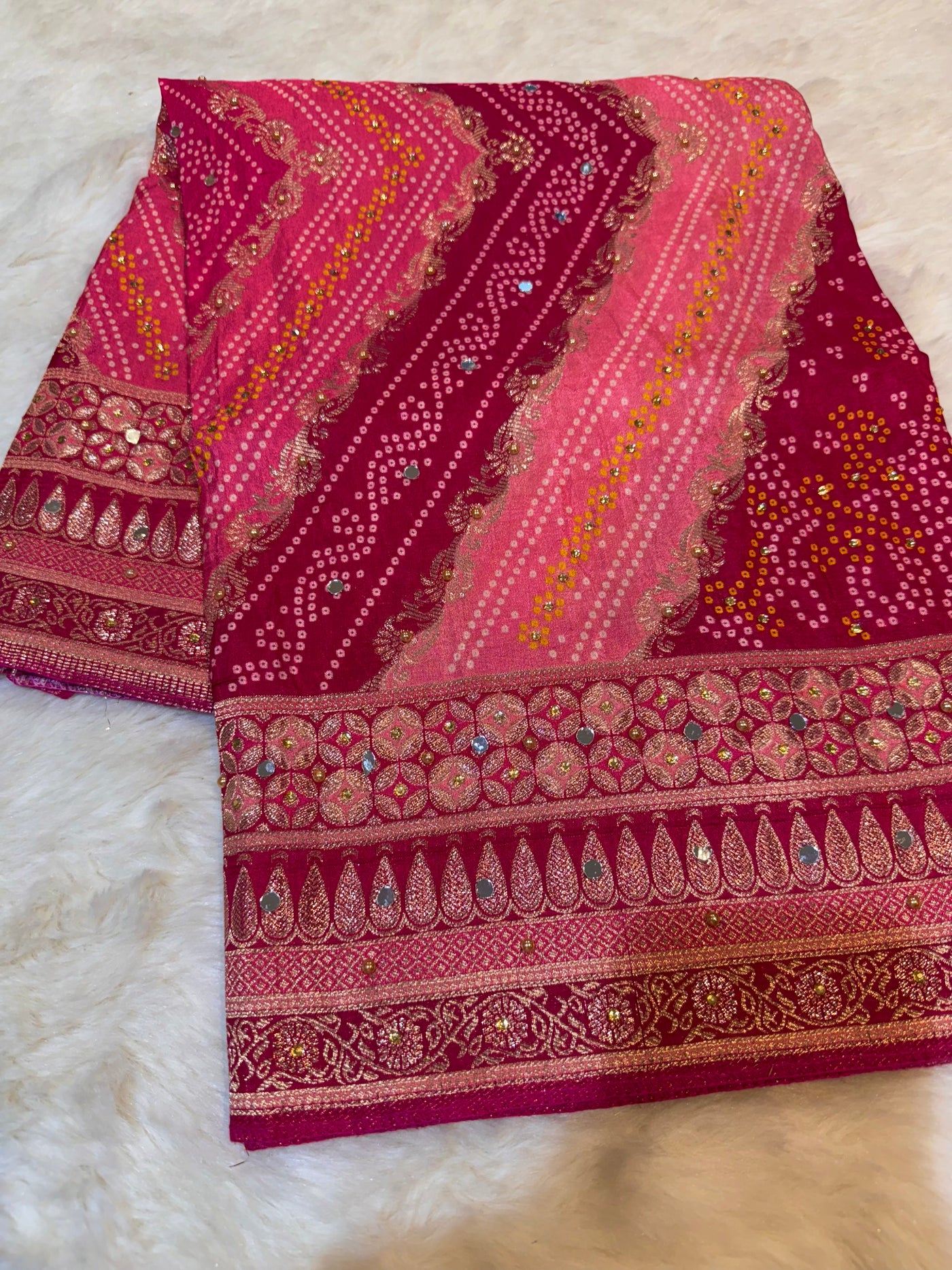 Beautiful Zeesh Silk Original Mirror Handwork Dupatta 2.50 meter length