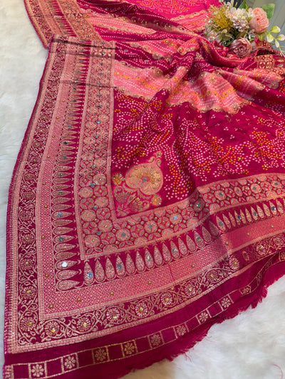 Beautiful Zeesh Silk Original Mirror Handwork Dupatta 2.50 meter length