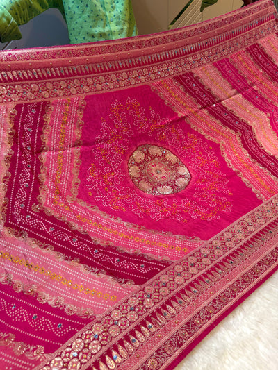 Beautiful Zeesh Silk Original Mirror Handwork Dupatta 2.50 meter length
