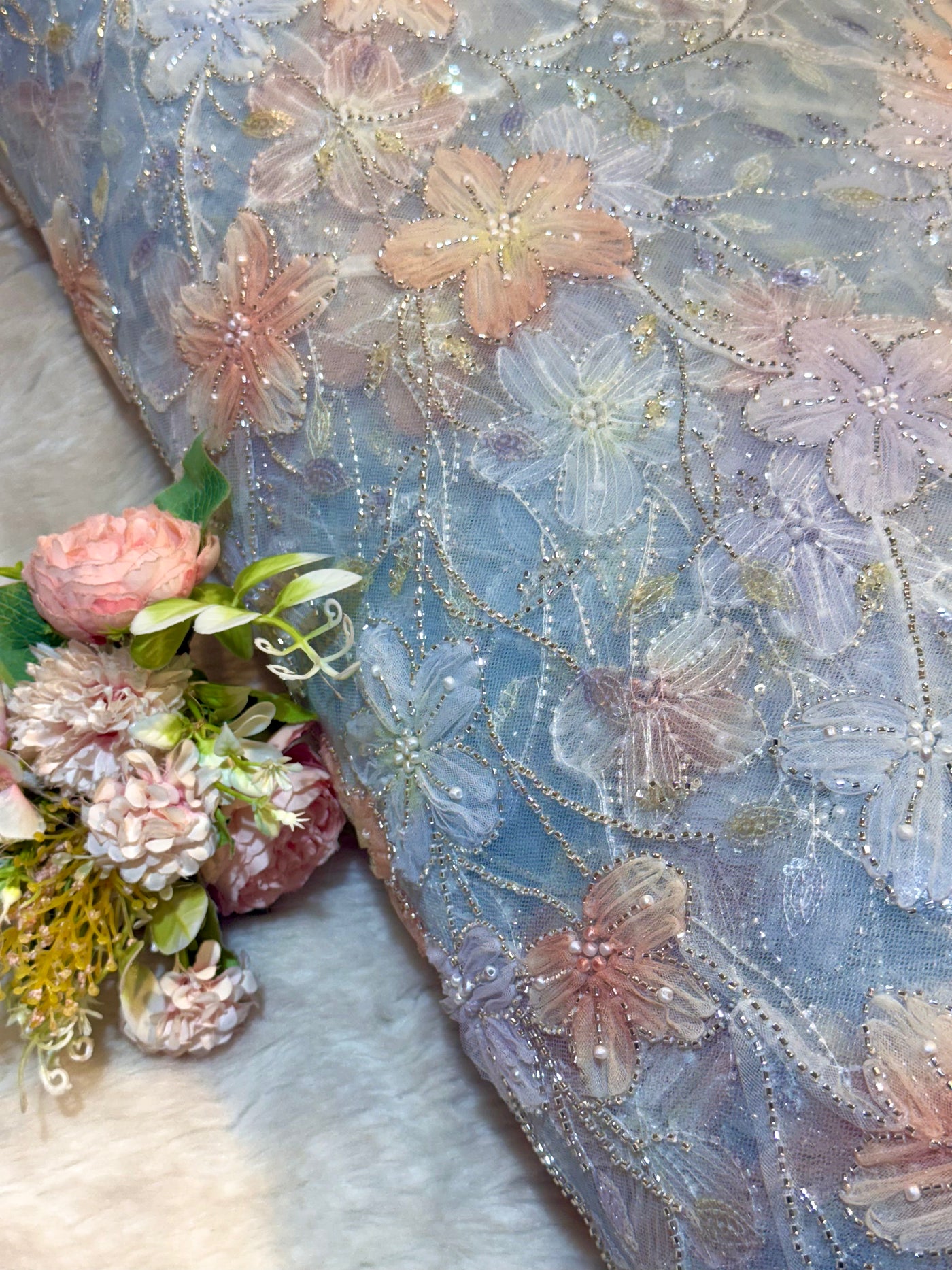 Fiza Applique Handwork Net Embroidery 54 Inch Width