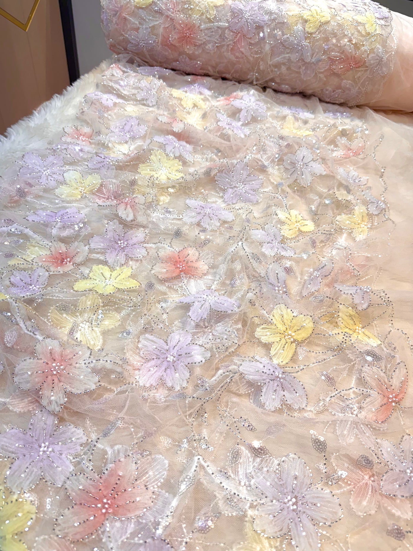 Fiza Applique Handwork Net Embroidery 54 Inch Width