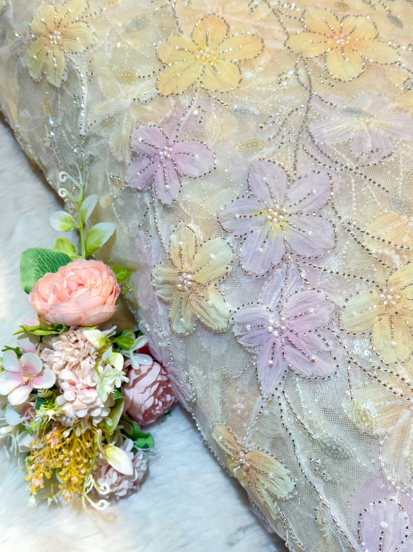 Fiza Applique Handwork Net Embroidery 54 Inch Width