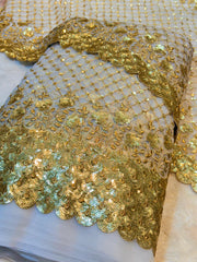 Suits Combinations - Net Heavy Sequins work shirt With Scalloped Net Dupatta (2.50 meter shirt , one dupatta )