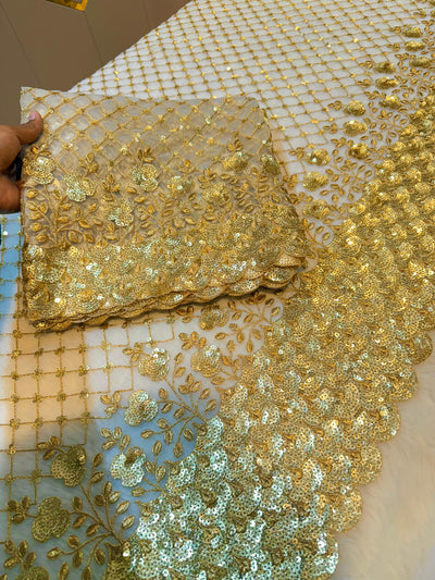 Suits Combinations - Net Heavy Sequins work shirt With Scalloped Net Dupatta (2.50 meter shirt , one dupatta )