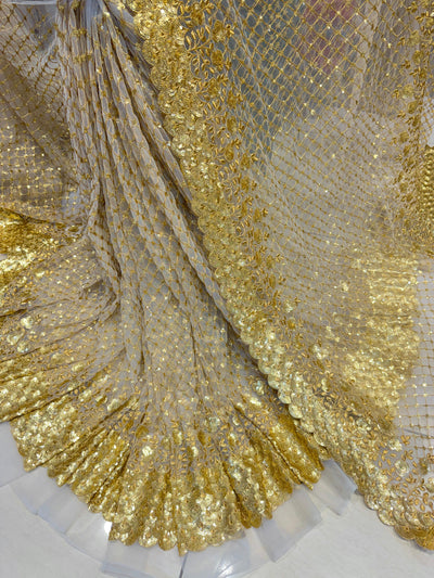 Suits Combinations - Net Heavy Sequins work shirt With Scalloped Net Dupatta (2.50 meter shirt , one dupatta )