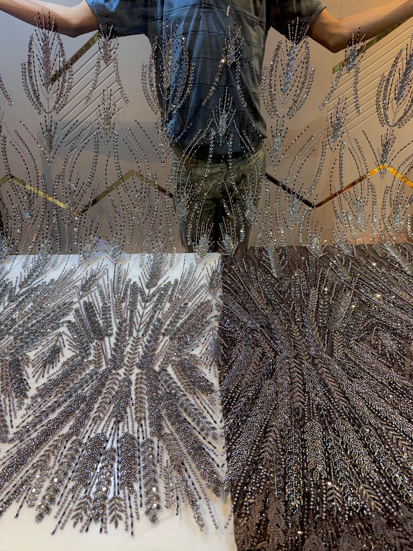 (Precut  of Meter) Handwork Net Embroidery 54 inch width