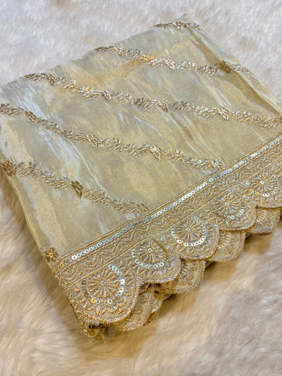 Sohana Silk Tissue Dupatta With Zari and Sequins work Dyeable