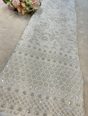 (Precut of 0.50 Meter) Grand Handwork Georgette Dyeable Embroidery With Beads and Cutdana