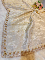 Mehz Zari Tissue Handwork Dyeable Dupatta (2.40 meter length)