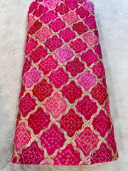 (Precut of 1 Meter) Ehlaan Bandhini Chinon Embroidery With Sequins