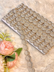 (Wholesale pack of 9 meter ) Lace Border with Handwork Pearl work