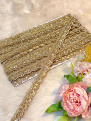(Wholesale pack of 9 meter ) Lace Border with Cutdana and Sequins work