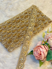 (Wholesale pack of 9 meter ) Lace Border with Cutdana and Sequins work