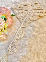 (Wholesale pack of 9 meter ) Lace Border with Chikankari Sequins work