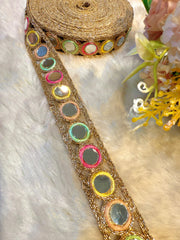 (Wholesale pack of 9 meter ) Lace Border with Mirror work