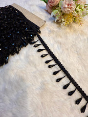 (Wholesale pack of 9 meter ) Luxury Latkan Lace Black Colour with Crystal work