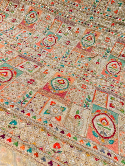 Iknoor Pure Zari Tissue Handwork Embroidery With Thread And Cutdana work 44 inch