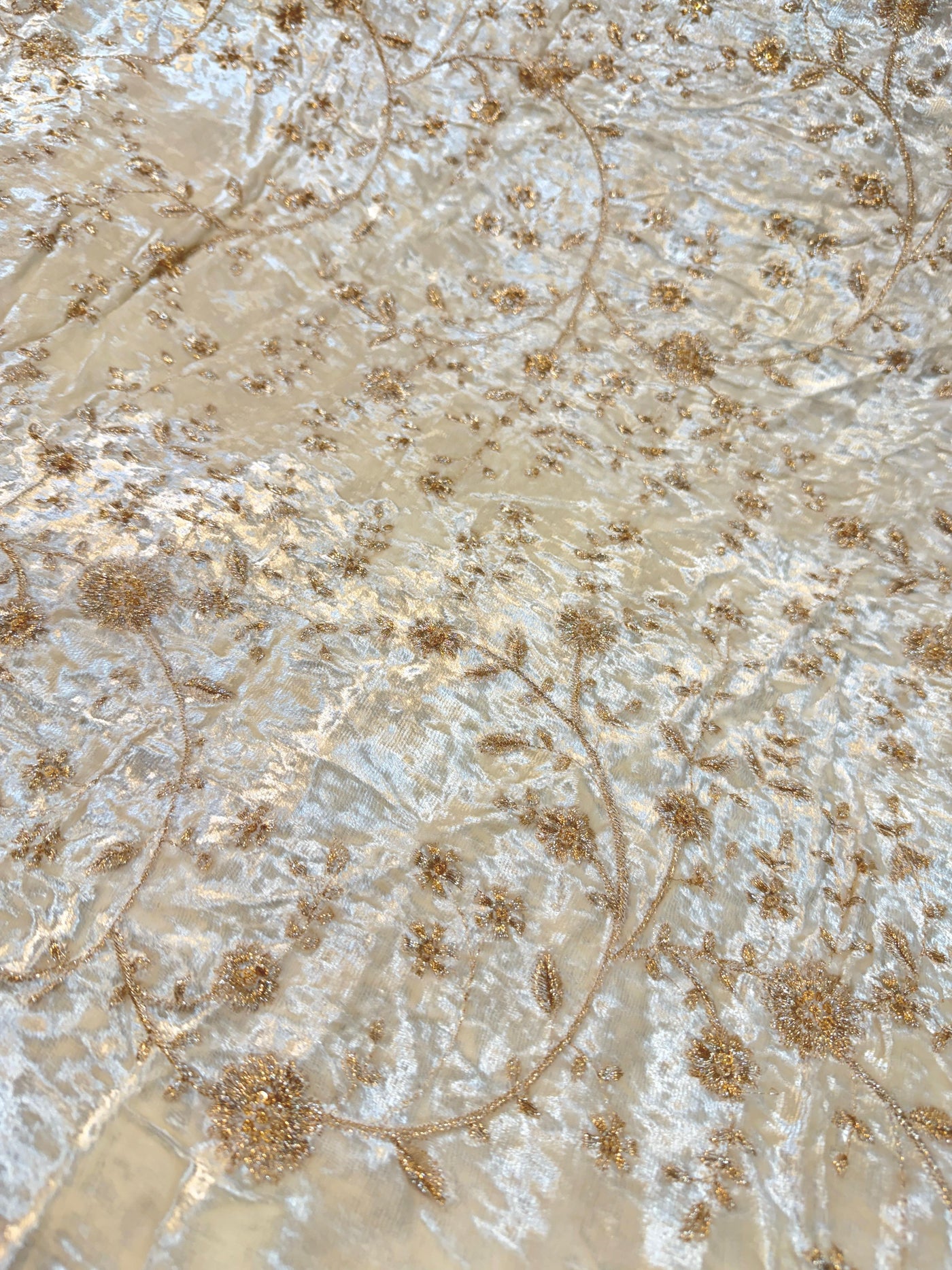 Pure Velvet Dyeable Embroidery With Floral Zari jaal 44 inch width