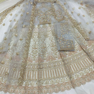 Exclusive Net Heavy Embroidery Cutdana Handwork Kali Lehnga sets