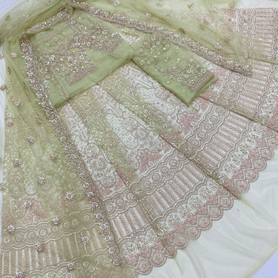 Exclusive Net Heavy Embroidery Cutdana Handwork Kali Lehnga sets