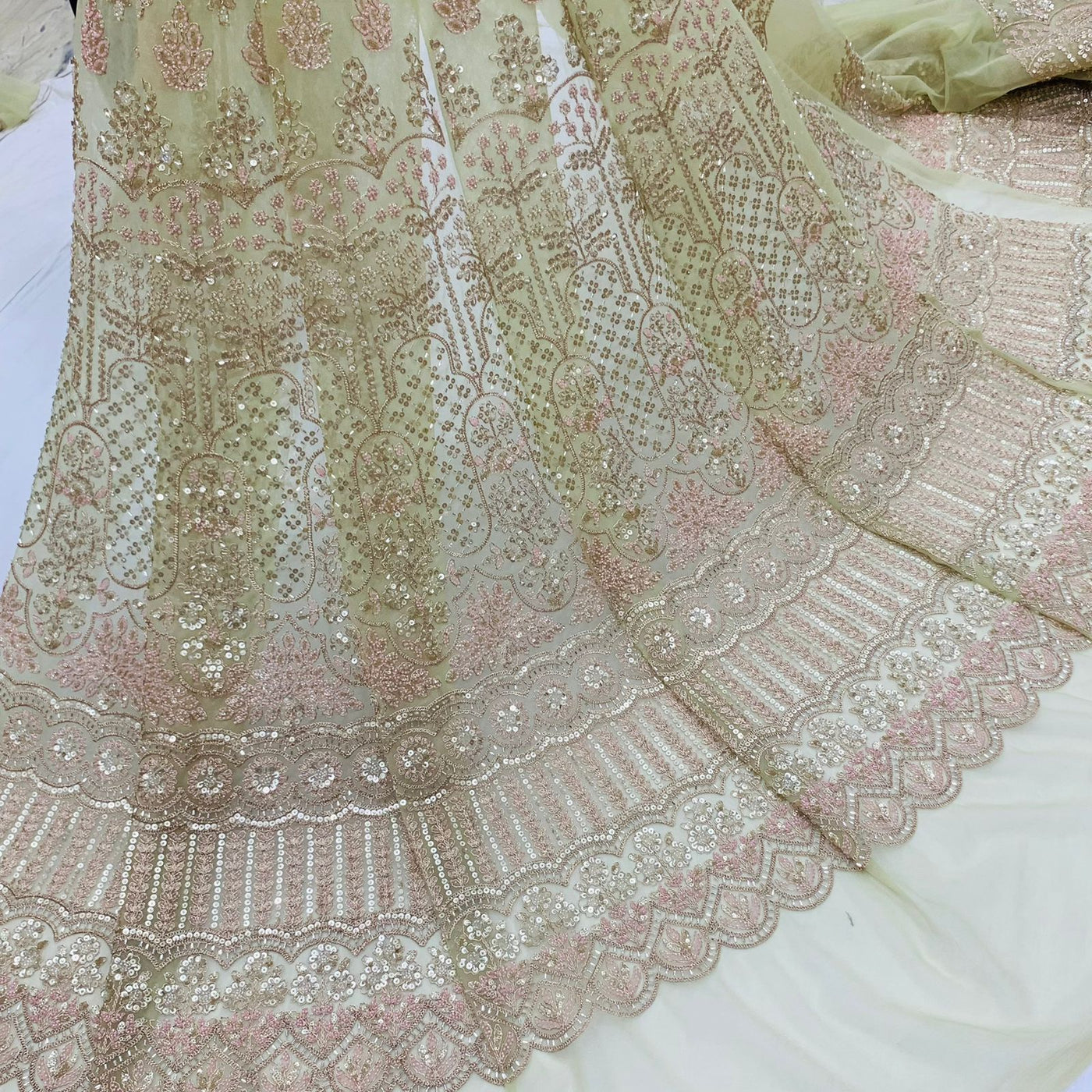 Exclusive Net Heavy Embroidery Cutdana Handwork Kali Lehnga sets