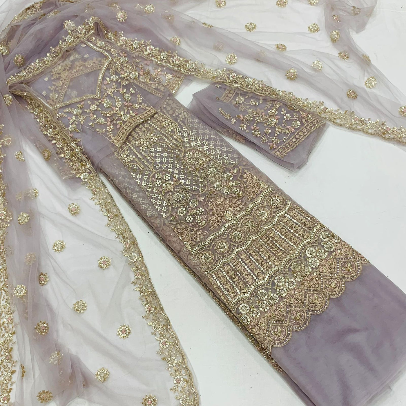 Exclusive Net Heavy Embroidery Cutdana Handwork Kali Lehnga sets