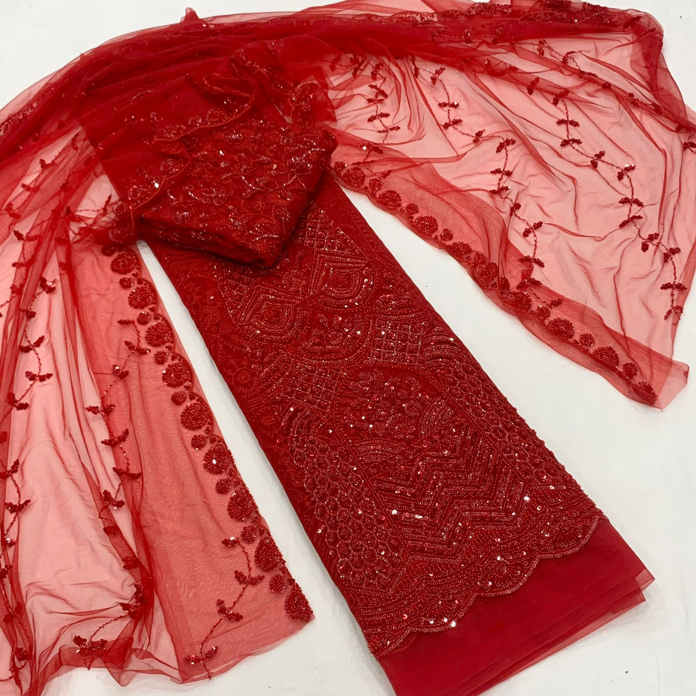 Exclusive Net heavy cutdana handwork kali lehnga se