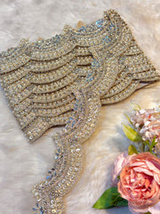 (Wholesale pack of 9 meter ) Lace Border With Pearl , Stone  and Mirror work