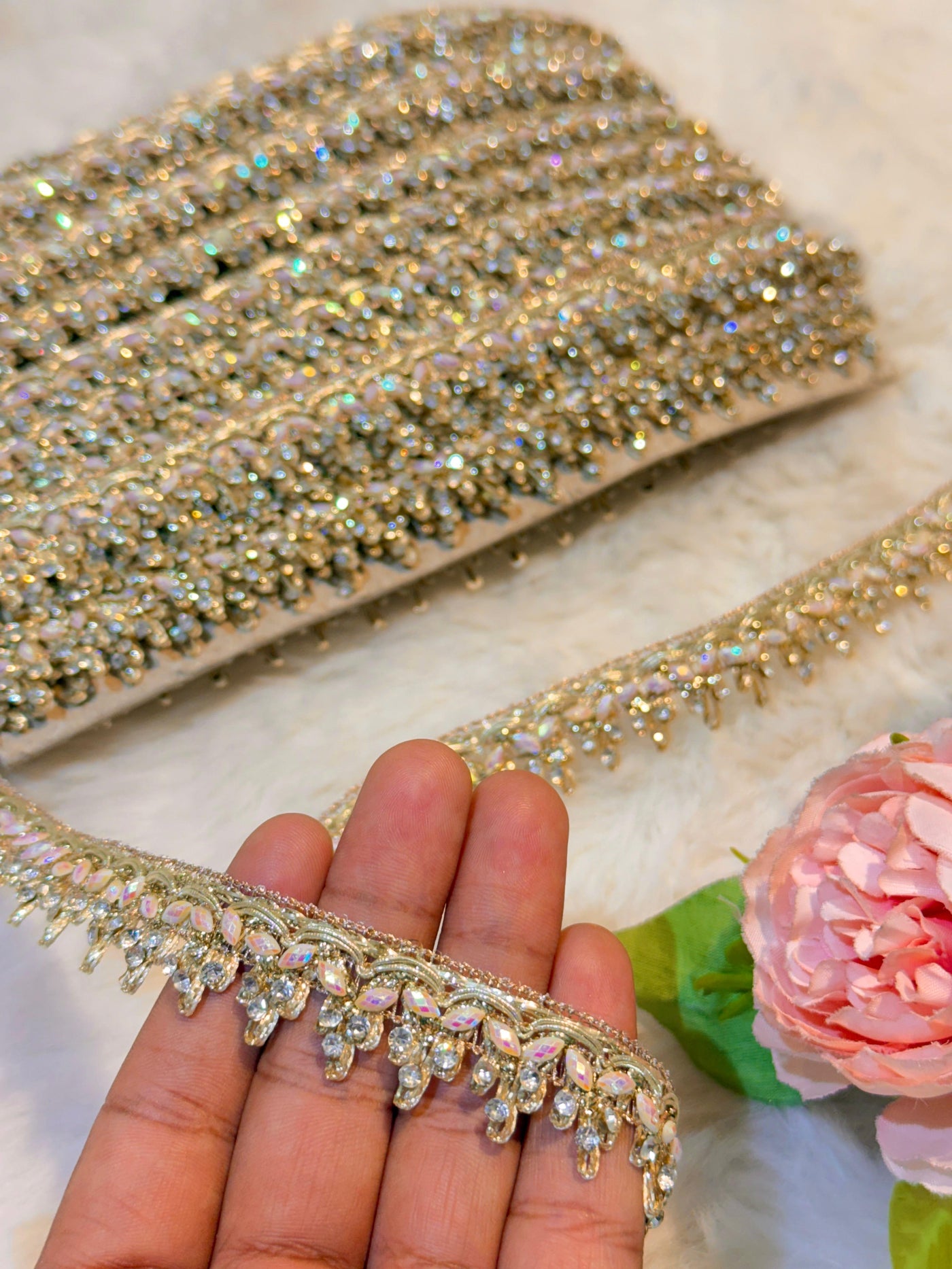 (Wholesale pack of 9 meter ) Lace Border With stone work