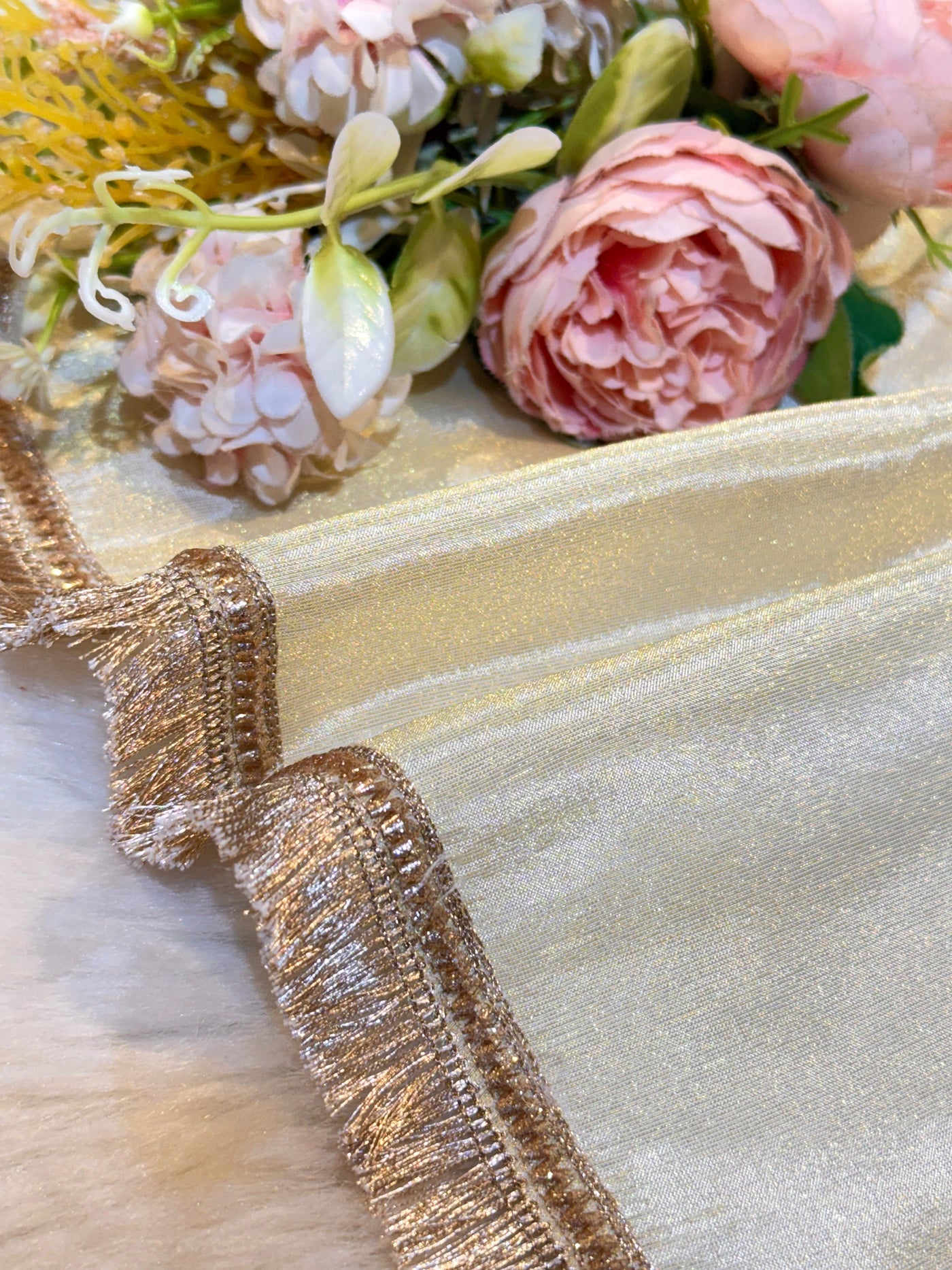 Mehz Zari Tissue Real Mirror  Handwork Dyeable Dupatta (2.40 meter length)