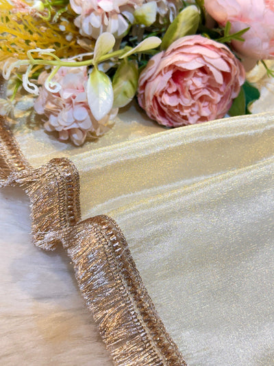 Mehz Zari Tissue Real Mirror  Handwork Dyeable Dupatta (2.40 meter length)