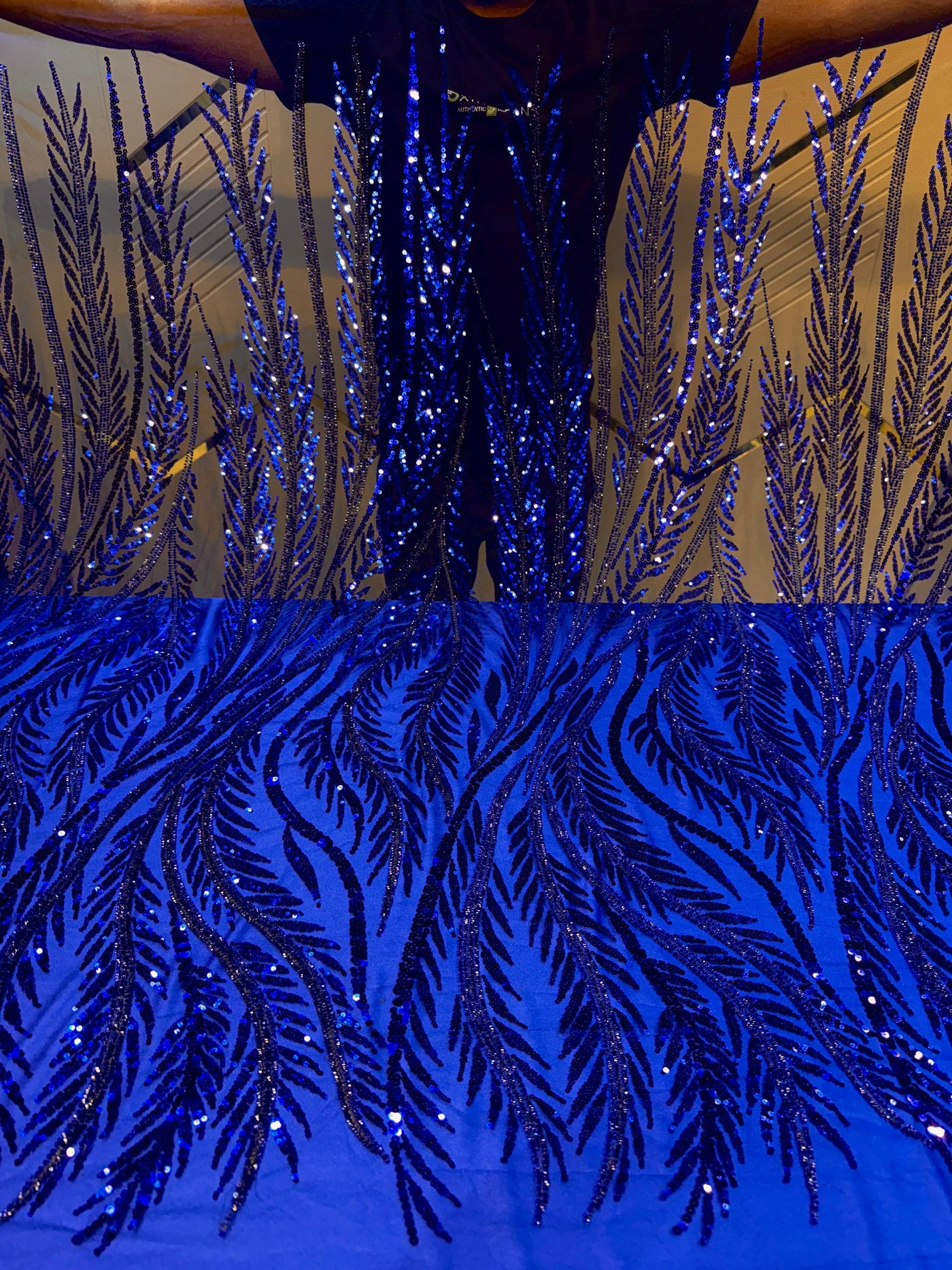 Electric Blue Handwork Net Embroidery 50 inch width