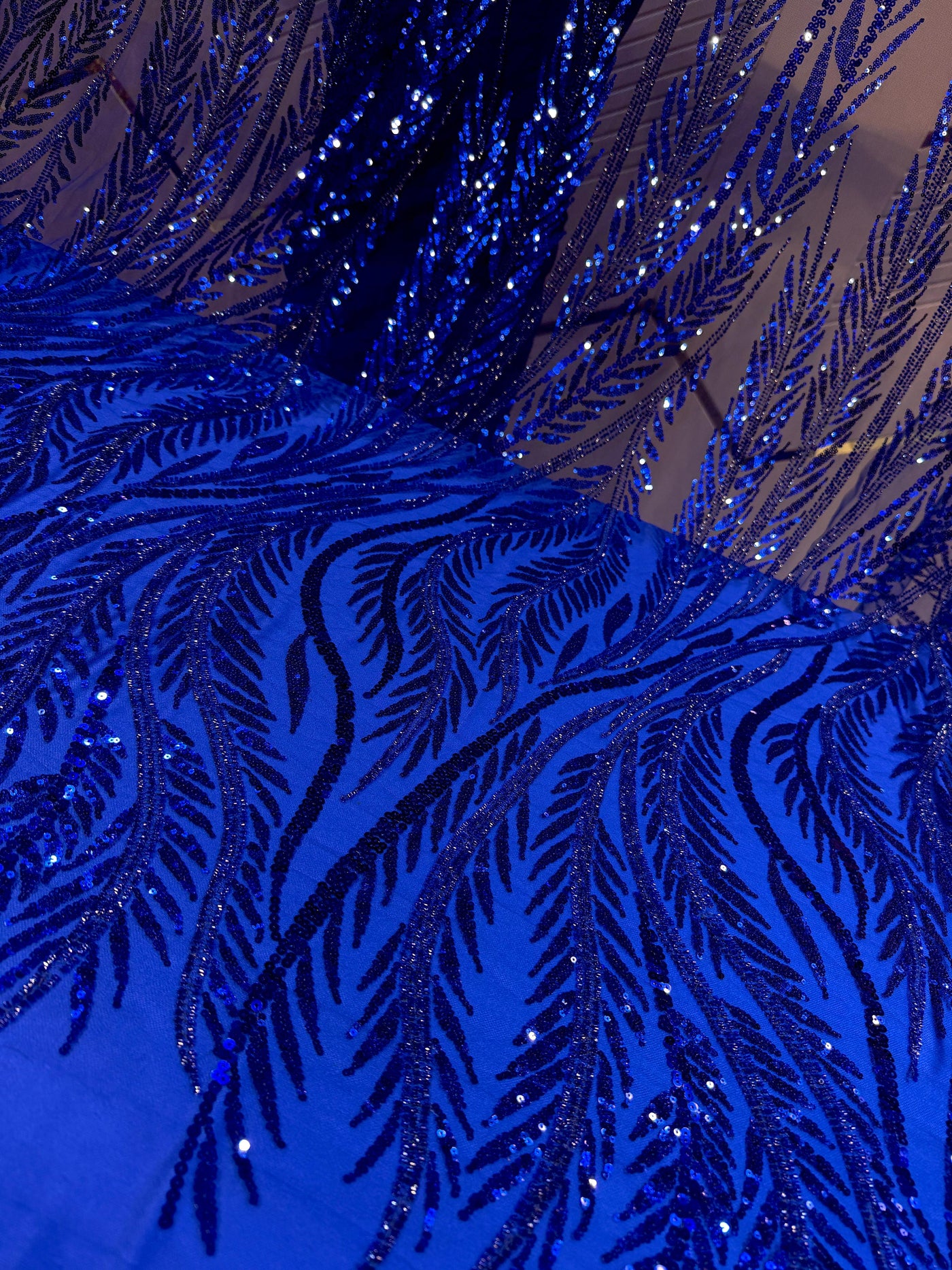 Electric Blue Handwork Net Embroidery 50 inch width