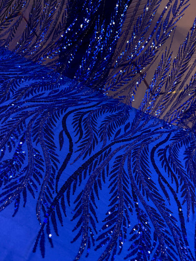 Electric Blue Handwork Net Embroidery 50 inch width