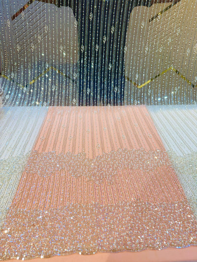 Hoor Handwork Net  Embroidery 54 inch width With Pearls and Cutdana Work