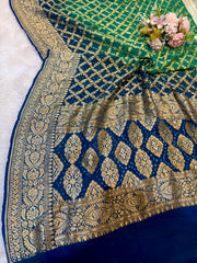 Pure Georgette Handmade Bandhini Dupatta with Banarasi Work 2.50 meter length