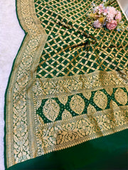 Pure Georgette Handmade Bandhini Dupatta with Banarasi Work 2.50 meter length