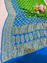 Pure Georgette Handmade Bandhini Dupatta with Banarasi Work 2.50 meter length