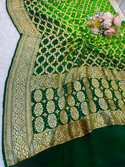 Pure Georgette Handmade Bandhini Dupatta with Banarasi Work 2.50 meter length