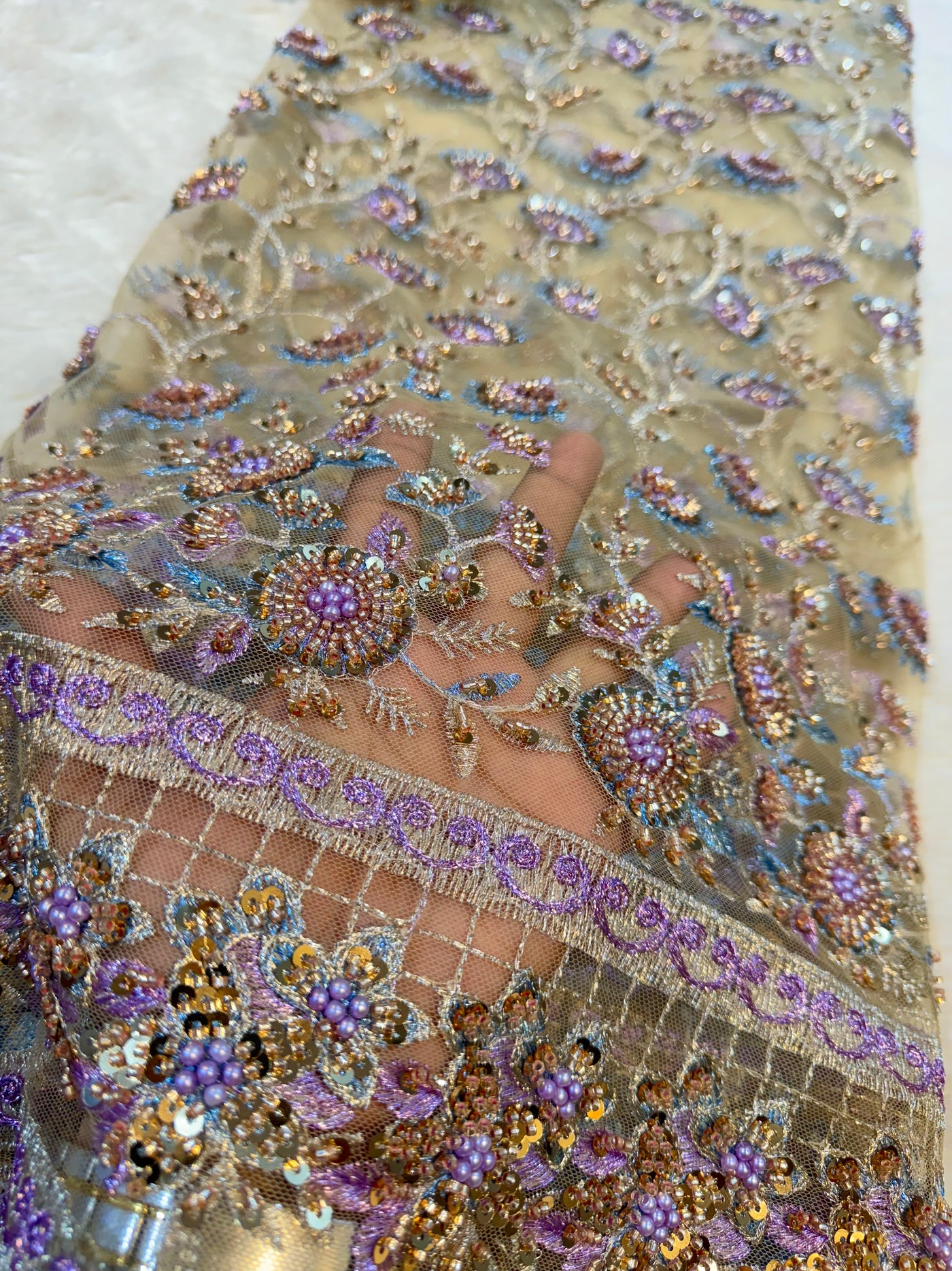 Mansoor Handwork Net Embroidery