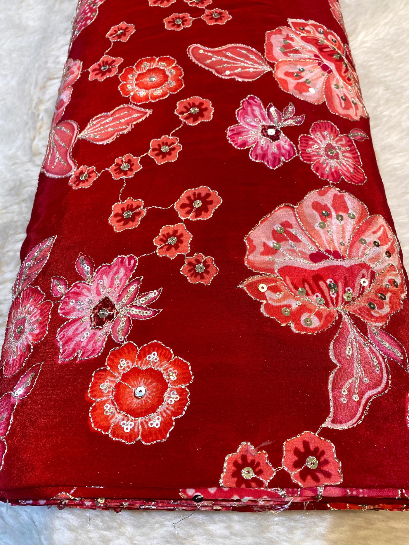 Naima Pure Crape Floral Print with Embroidery 44 Inch width