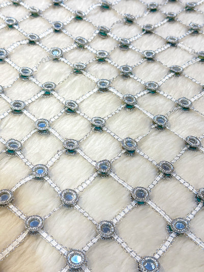 Viral Crochet Real Mirror Handwork Posheeda Dupatta Silver Color