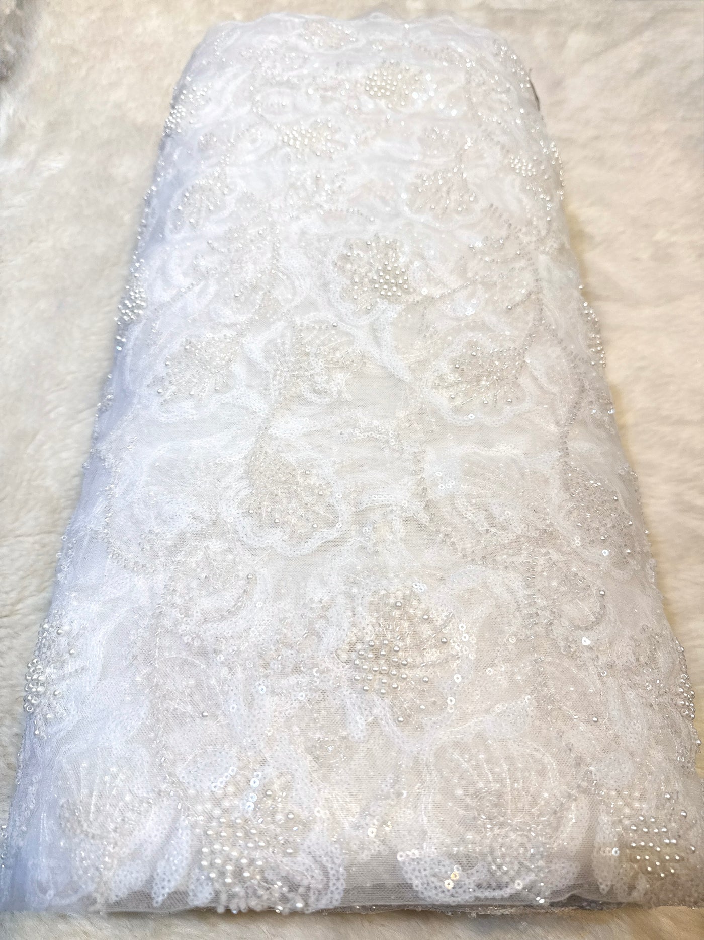 Imported Handwork Net Embroidery with Pearl and Cutdana Work 44 inch width