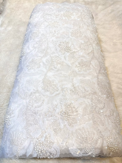Imported Handwork Net Embroidery with Pearl and Cutdana Work 44 inch width