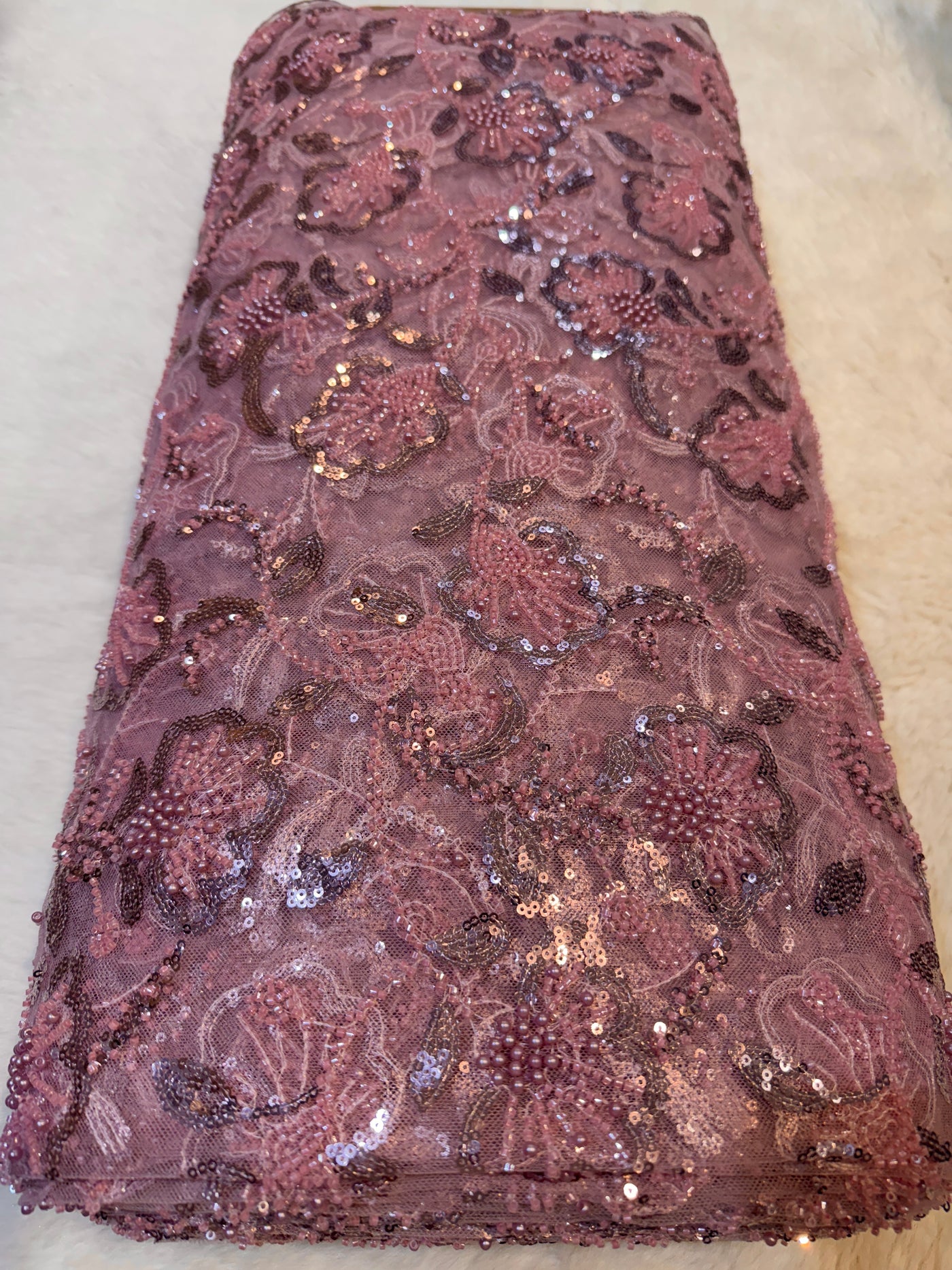 Imported Handwork Net Embroidery with Pearl and Cutdana Work 44 inch width