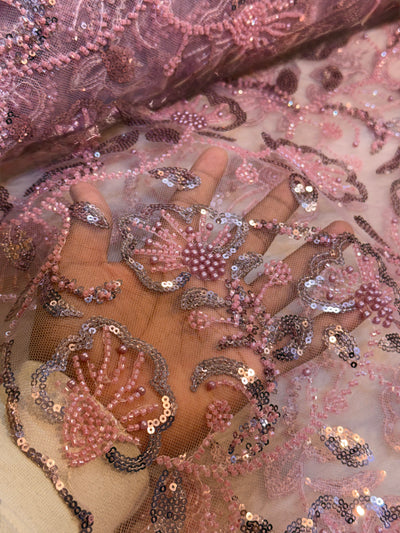 Imported Handwork Net Embroidery with Pearl and Cutdana Work 44 inch width